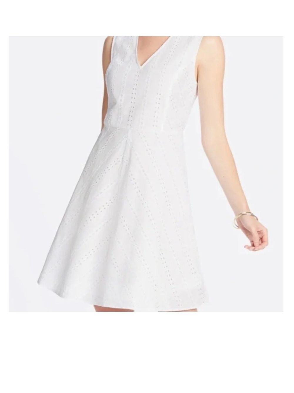 Draper James White Eyelet V-Neck A-Line Mini
